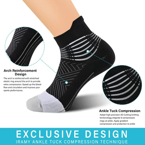 Miniatura 2 de Calcetines de compresión para el tobillo para mujer, con absorción Coolmax, deportivos y acolchados, alivio de la fascitis plantar, paquete de 2, 3
