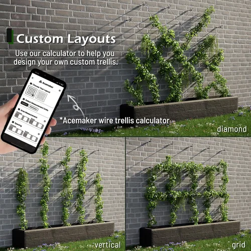 Miniatura 6 de Enrejado de alambre para plantas trepadoras al aire libre, juego de 20 enrejados de alambre de pared con cable y cortador de acero inoxidable