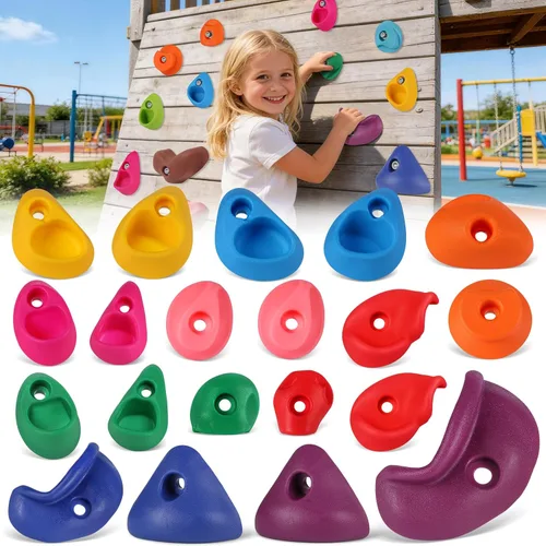 20 piezas de pared de escalada en roca para niños, agarres de pared de escalada en roca, kits de agarres de pared de escalada para adultos que