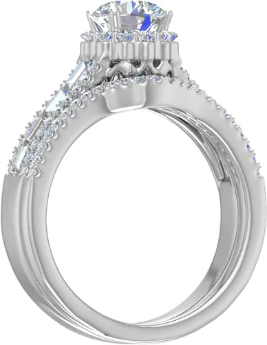Miniatura 2 de FINEROCK Anillo de novia de diamantes de 1 quilate en oro de 14 quilates
