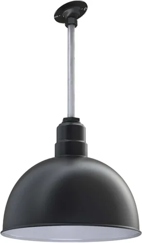 Miniatura 58 de Steel Lighting Co. Colgante de cuenco rosa Lámpara montada en el techo Cúpula de 15 pulgadas vástago de 12 pulgadas Estilo granero de acero