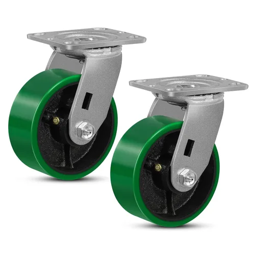 Miniatura 46 de Ruedas giratorias, ruedas industriales de 4 pulgadas resistentes, poliuretano en rueda de acero, ruedas giratorias de placa superior