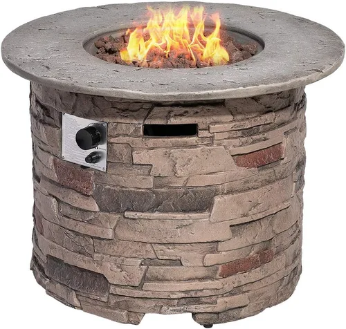 Miniatura 11 de SUNBURY Hoguera de Propano al Aire Libre, Hoguera de Gas para Patio Exterior, Mesa de Fuego al Aire Libre de Piedra, Columna de Fuego 40,000 BTU