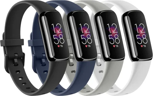 Miniatura 16 de Paquete de 4 correas deportivas compatibles con Fitbit Luxe para mujeres y hombres, correas deportivas de repuesto de silicona suave para Fitbit