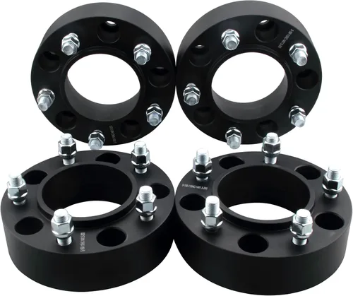 Miniatura 11 de 4 espaciadores de rueda centrales negros 5x150 de 1.25 pulgadas con pernos de 14 x 1.5 compatibles con Toyota 5 Lug para Tundra 2007-2021 Land