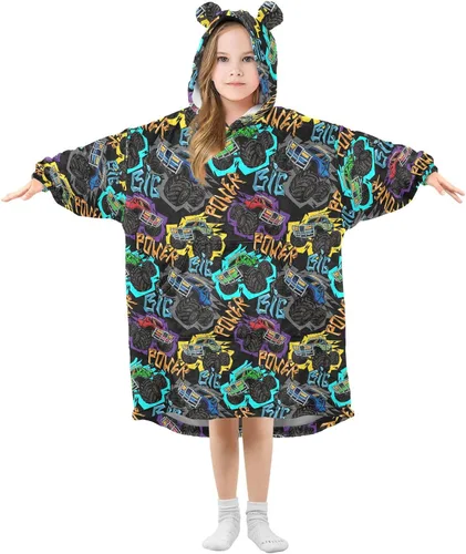 Miniatura 21 de Mantas portátiles para niños, sudadera con capucha tipo manta de gran tamaño, suave y cálida, regalos para niños, niñas y adolescentes de 3 a 14