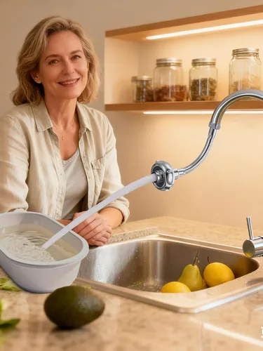 Miniatura 7 de Extensor de grifo de cocina giratorio de 360° en forma de OVNI, accesorio de rociador de grifo de cocina de doble función antisalpicaduras, aireador