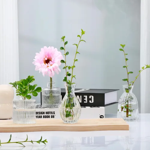 Miniatura 7 de Mapoxy Juego de 4 Jarrones de Vidrio para Brotes, Pequeños Jarrones de Flores para Centros de Mesa de Boda y Decoraciones de Mesa, Mini Jarrones