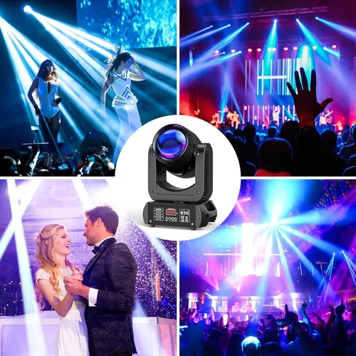Miniatura 8 de U`King Luces de Cabeza Móvil con Haz de 150W, Prisma de 18 Facetas, Estroboscópico/Haz/Foco/Iluminación de Escenario Wash, 8 Gobos y 8 Colores, Foco