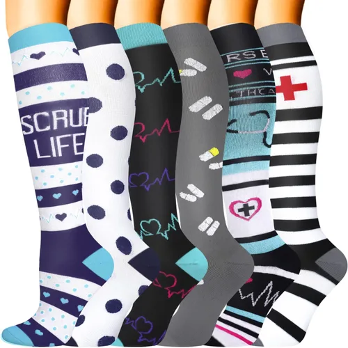 Miniatura 50 de Sooverki - Calcetines de compresión de cobre para circulación, para mujeres y hombres, 6 pares, para correr, atletismo, medicina, enfermería, viajes