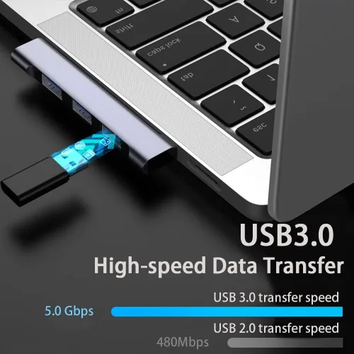 Miniatura 4 de Hub USB para portátil de 4 puertos, concentrador USB 3.0 portátil, adaptador multipuerto USB para MacBook Air/Pro, portátil, PC, teclado, unidad Hub