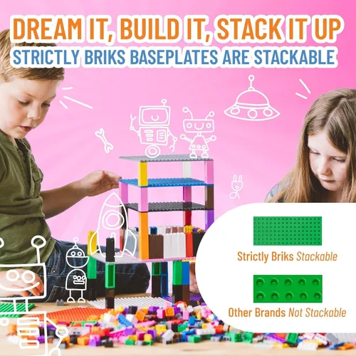 Miniatura 5 de Strictly Briks Placa base de ladrillo de construcción para proyectos de juguete de construcción, juegos de construcción de juguetes grandes