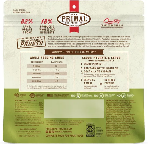 Miniatura 8 de Primal - Alimento liofilizado para perros, Pronto Mini Nuggets, cordero; tomar y servir, comida completa y equilibrada; también se puede utilizar