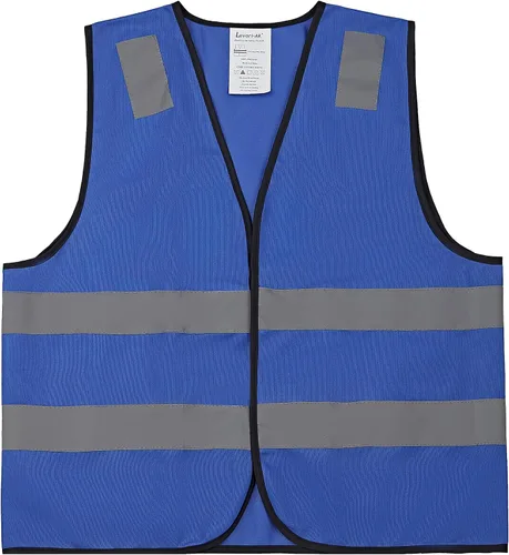 Miniatura 6 de Chalecos de seguridad azules 10 unidades - Chalecos de alta visibilidad reflectantes para construcción Clase ANSI 2 para hombre, mujer, malla
