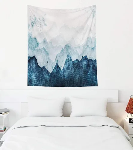 Miniatura 63 de EMMTEEY Tapiz de pared con bosque - Árbol de pino verde y niebla, arte de pared natural, 80x60 pulgadas, tapiz grande de estilo bohemio para sala