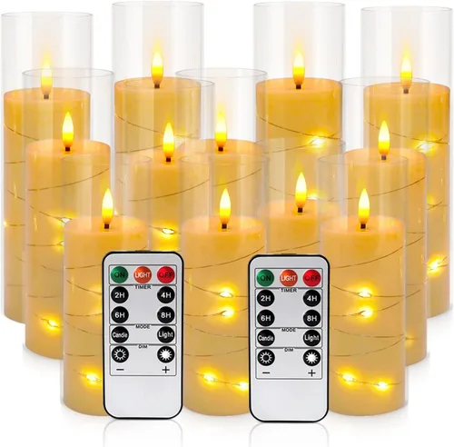 Miniatura 18 de YOROXRG Paquete de 12 velas LED sin llama, funcionan con pilas, impermeables