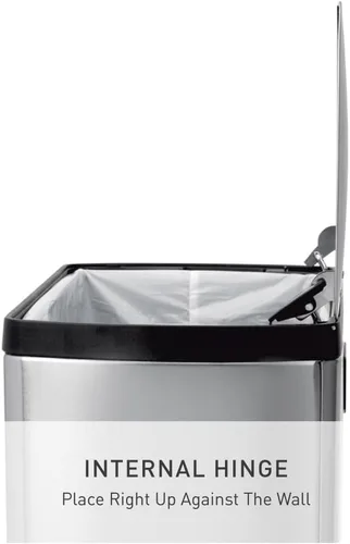Miniatura 6 de simplehuman - Basurero rectangular para cocina con dos compartimentos para reciclaje, de 46 litros / 12.2 galones, de acero inoxidable cepillado