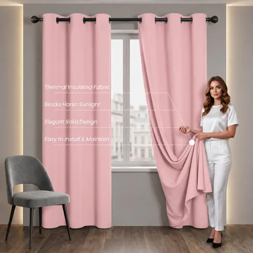 Miniatura 5 de Cortinas opacas para oscurecer la habitación, con aislamiento térmico, cortinas opacas con ojales para puertas y ventanas de poliéster