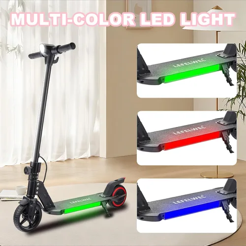 Miniatura 7 de Patinete eléctrico para niños de 6 a 12 años, motor de 150 W, 4/7/11 mph, tiempo de conducción de 60 minutos, velocidad ajustable, pantalla LED