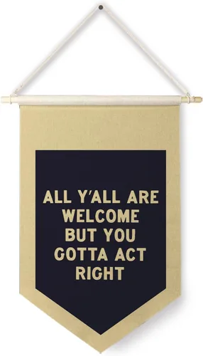 Miniatura 8 de Qpenm Todas Son Bienvenidas Bandera Colgante de Lona para Pared, Impresiones de Banderín Colgante de Bienvenida, Carteles Graciosos e Impresiones