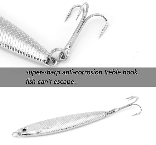 Miniatura 3 de Dr.Fish Anzuelos de Jigging Cuchara de Jigging para Pesca en Agua Salada Señuelos de Casting Cuchara de Metal para Pesca en Surf Señuelos