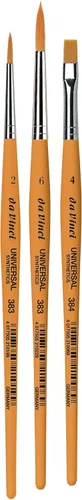 da Vinci Student Series 3503-3 - Juego de brochas universales para estudiantes sintéticos con mango lacado para todos los medios, fabricado en