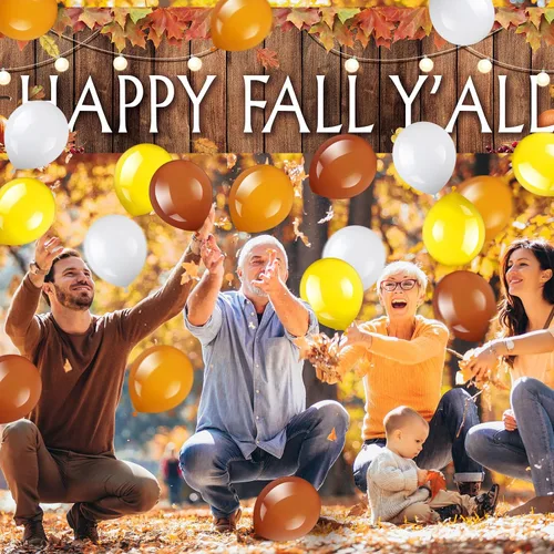 Miniatura 6 de Wettarn Cartel grande de 41 piezas con globos de cosecha, decoración de fiesta de otoño, letrero de patio, globos de aluminio naranja y amarillo