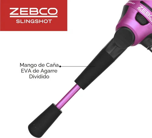 Miniatura 5 de Zebco Slingshot Spincast carrete y caña de pescar, caña de pescar de 2 piezas, recuperación a mano derecha, pre-recolectado con línea Zebco de 10