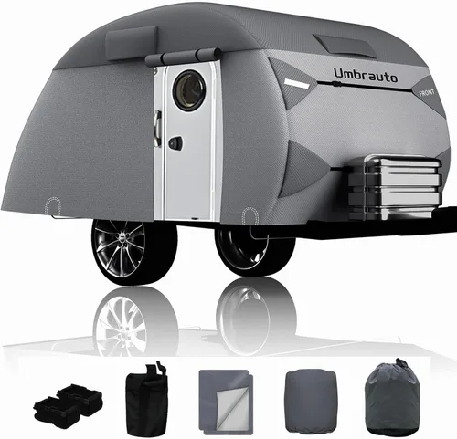 Miniatura 14 de Umbrauto Cubierta para caravana de 5ª rueda de 28 a 31 pies, 7 capas superiores extra gruesa, cubierta de quinta rueda, impermeable, resistente al