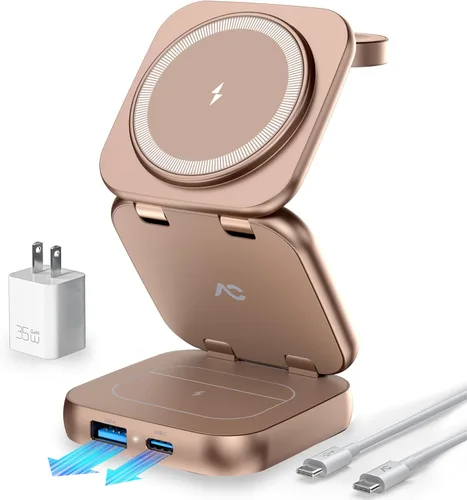 Miniatura 14 de 5-in-1 Wireless Charger for MagSafe, AC ISLAND Portable Travel Charging Station, 35W Max Qi2 Fast Foldable Magnetic Stand, Evolved for iPhone 17-12