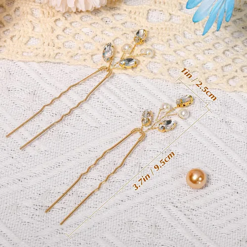 Miniatura 7 de 12 horquillas para el pelo de novia, accesorios de cristal, perlas de diamantes de imitación para novias, damas de honor, accesorios de boda Dorado