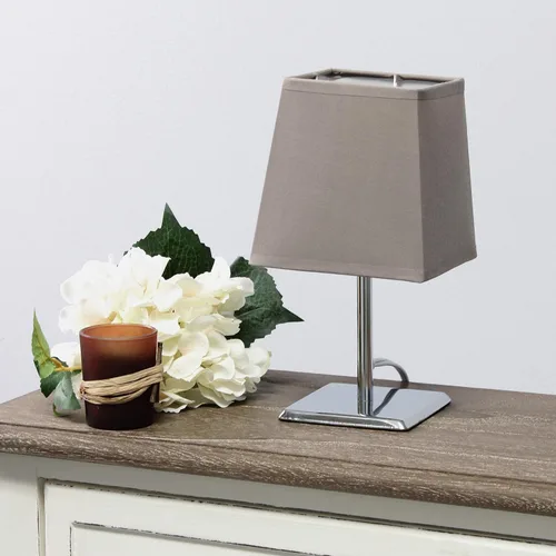 Miniatura 4 de Simple Designs LT2062-GRY - Mini lámpara de mesa de cromo cuadrado con pantalla de tela Empire, gris