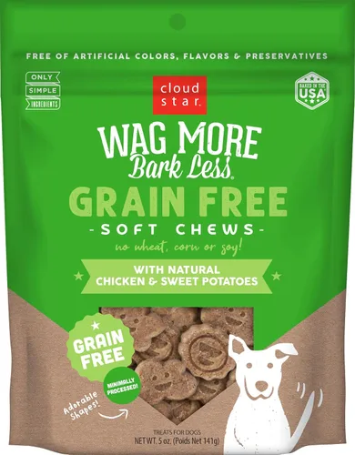 Miniatura 10 de Cloud Star Corp, Wag More Bark Less Soft & Chewy - Golosinas para perros de mantequilla de maní y manzanas sin granos