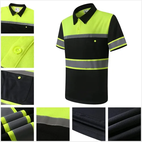 Miniatura 5 de Camisas de seguridad HoliSecure para hombre, camisas polo reflectantes de alta visibilidad para hombre con bolsillo, ropa de trabajo de manga corta