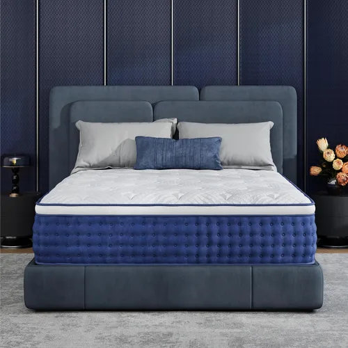 Colchón Twin, Híbrido de Tamaño Twin de 10 Pulgadas en una Caja, Sensación Media de Espuma y Resortes Pocket Individuales, Cama Sin Fibra de Vidrio,