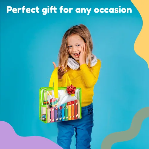 Miniatura 7 de Stoie's - Juego de instrumentos musicales para niños – Instrumentos de percusión de madera para niños pequeños, xilófono, pandereta, maracas