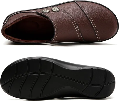 Miniatura 2 de Mocasines Penny y zapatos sin cordones para mujer, zapatos planos de cuero para conducir, cómodos zapatos de trabajo para caminar
