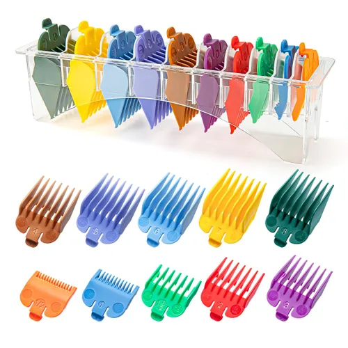Miniatura 8 de Juego de protectores de cortapelos compatibles con la mayoría de cortapelos Wahl con soporte, reemplazo de guías de cortapelos - de 1/16" a 1", Negro