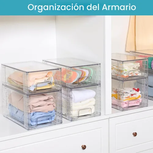 Miniatura 4 de Vtopmart Paquete de 4 cajones grandes apilables de almacenamiento, fácil de montar, organizadores de acrílico para debajo del fregadero del baño
