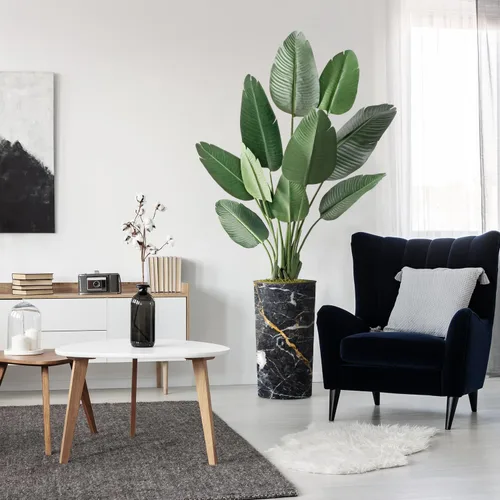 Miniatura 17 de Árbol artificial en macetero con efecto de granito moderno, palmera tropical areca artificial de seda para decoración del hogar en interiores