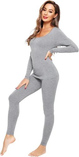Miniatura 3 de WiWi Conjunto de pijama de viscosa suave de bambú para mujer, ropa interior térmica larga, súper cálida, capa base, pantalones de pijama S-3X