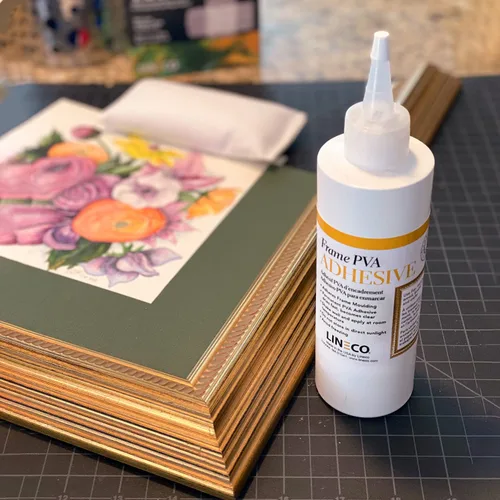Miniatura 5 de LINECO Adhesivo de PVA, pegamento para marcos de fotos, madera o MDF, se seca transparente y flexible, 16 onzas, ideal para enmarcar tableros