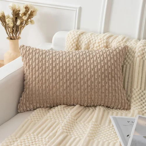 Miniatura 22 de UGASA - Funda de almohada decorativa de pana suave de otoño de 12 x 20 pulgadas, diseño bohemio a rayas, oblonga, para sofá, sala de estar, cama