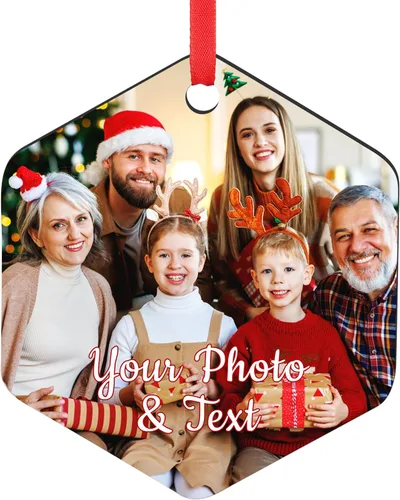 Miniatura 42 de Paquete de 4 adornos de Navidad personalizados 2025 de cerámica personalizada con foto y texto para decoración de árbol de Navidad, primera Navidad