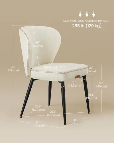 Miniatura 2 de VASAGLE Colección EKHO - Juego de 6 sillas de comedor, sillas tapizadas para cocina, asiento cómodo, cuero sintético con costuras, estilo moderno
