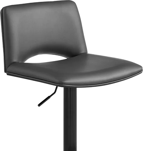 Miniatura 8 de Armen Living Thierry Taburete giratorio ajustable de piel sintética gris y metal negro