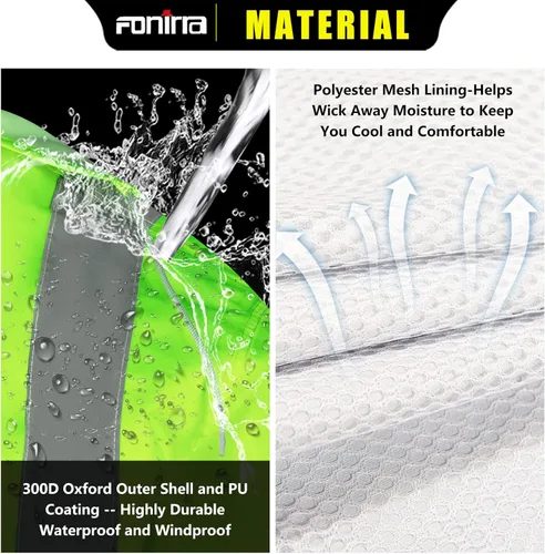 Miniatura 5 de FONIRRA Hi Vis - Traje impermeable de seguridad para hombre, impermeable, amarillo, reflectante, clase 3, chaqueta de lluvia (L/XL)