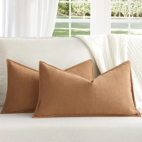 Miniatura 21 de ZWJD Fundas de Almohada para Lanzar de Color Rust 18x18 Juego de 2 Fundas de Almohada de Chenilla con Diseño Elegante Fundas de Almohada Decorativas