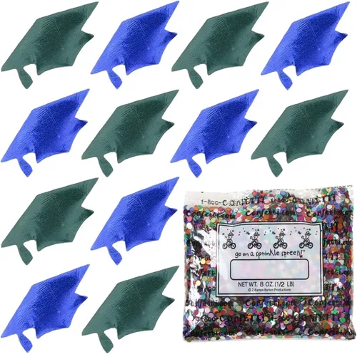 Miniatura 30 de Confetti Grad Cap Negro, Azul Marino Combo - 2 bolsas de media onza (1 oz)