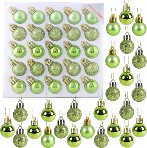 Miniatura 28 de Christmas Concepts® Juego de 25 mini bolas para árbol de Navidad - 25 mm - Adornos colgantes decorados con acabado brillante, mate y purpurina